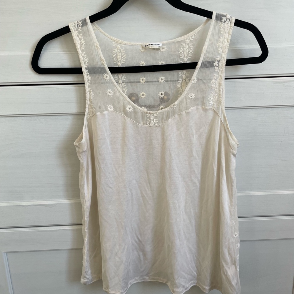 3 for $30 Club Monaco Silk Eyelet embroidered Tank Top